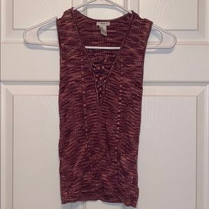 forever 21 knitted lace up tank top